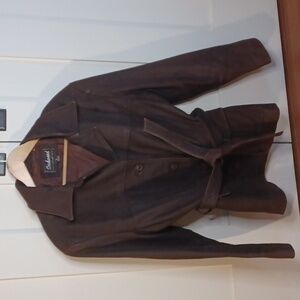 Dark Brown Leather Coat Sz Womens Large